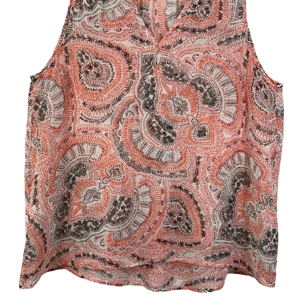 JOIE Silk Tank Top Flowy V-Neck Paisley Print D8 - Picture 3 of 8